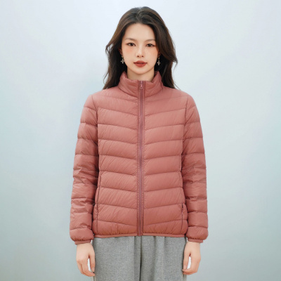 新女式新国标90绒简约羽绒纯色女立领女装轻薄款羽绒服女士