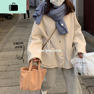 好看的粉迷你款 回馈价mini少女春天色系纯色休闲可爱帆布手提包NEW LAKE女士单肩包