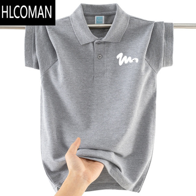 HLCOMAN男孩子衫宽松T恤初中生10高中学生15青少年翻领短袖潮流