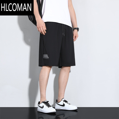 HLCOMAN短裤男夏季冰丝速干跑步运动五分裤大码宽松休闲胖子加肥加大裤子