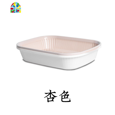 多功能双层塑料洗菜盆厨房方形小号果蔬多用水果盘镂空收纳 FENGHOU 白色洗菜篮洗菜篮