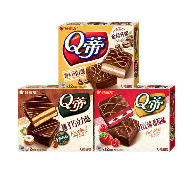 好丽友Q蒂12枚*2盒(混合口味)休闲零食早餐茶点西式糕点蛋糕派面包