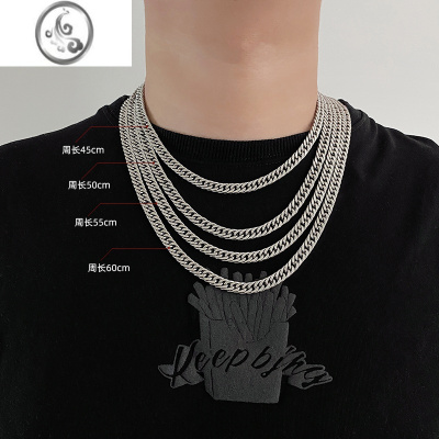 JiMi古巴链男士钛钢项链潮牌百搭锁骨链女ins嘻哈链子男生配饰帅轻奢