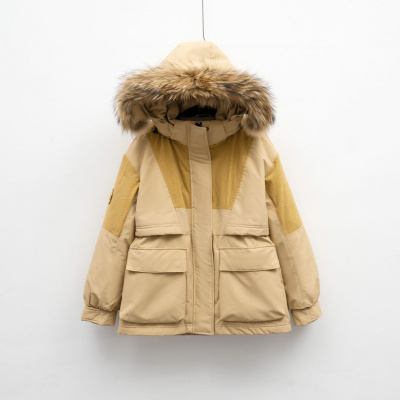 新冬季宽松复古连帽外套狐狸毛情侣男女款工装毛领羽绒服