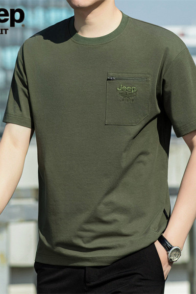 JP2025春夏新款男士索罗纳平纹棉休闲宽松大码半袖T恤