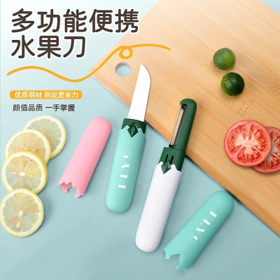 水果削皮刀家用便携刨苹果去皮神器宿舍用多功能双头二合一刮皮刀7163