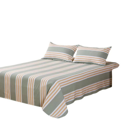 知布家国风粗布双人床单200*230cm 条