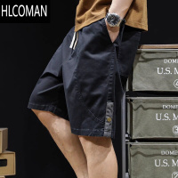 HLCOMAN日系潮牌复古工装短裤男士拼接美式运动五分裤宽松休闲沙滩裤中裤