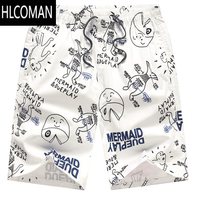 HLCOMAN夏季男士五分沙滩短裤 大裤头外穿宽松 居家休闲花裤衩家居潮