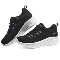 斯凯奇(Skechers)女鞋轻便防滑运动鞋时尚舒适休闲鞋软底网面跑步鞋 117382-BLK