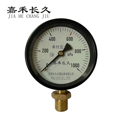 嘉禾长久/单针压力表定制检测型/Y100 0-1000Kpa/块