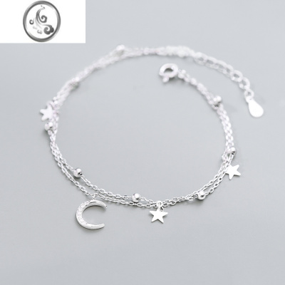 JiMi925银银双层星月手链女生ins小众设计闺蜜轻奢高级感生日礼物