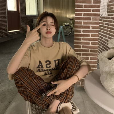 街头风大码短袖T恤女夏季情侣装宽松韩版休闲打底衫上衣