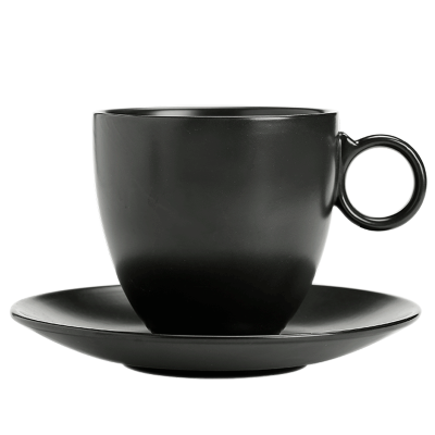 苏氏陶瓷 SUSHI CERAMICS欧式复古咖啡杯简约黑色釉陶瓷杯碟套装