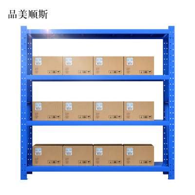品美顺斯承重200kg货架置物架钢制货架蓝色主架长200宽50高200CM
