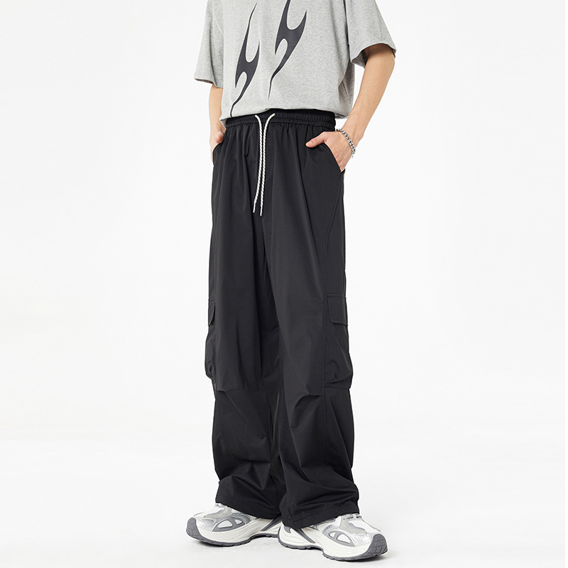 春秋季新款休闲美式潮牌工装裤直筒阔腿裤运动男女同款百搭裤子男