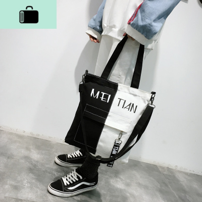 Xyc帆布包女单肩2019韩版ins简约文艺森系百搭大容量学生布袋手提NEW LAKE女士单肩包