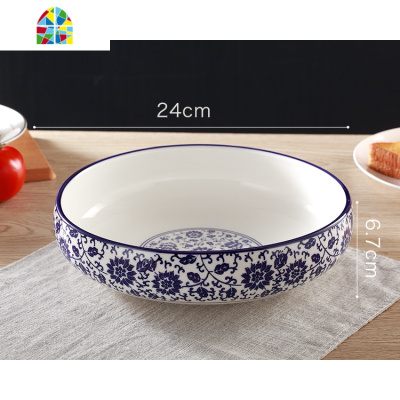 青花瓷水煮鱼碗汤碗大碗酒店用大号陶瓷汤碗酸菜鱼盆汤盆大码菜碗 FENGHOU 14寸青花圣火碗3-5人使用