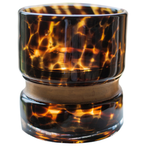 家柏饰(CORATED)手工艺术玻璃小花瓶花器蜡杯烛台玳瑁色装饰摆件桌面笔筒收纳