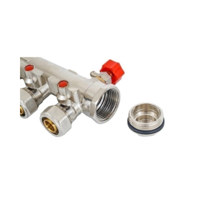 中锦科技 分水器 地暖分水器 主杠DN25(1寸)适配地暖管20mm(4分)3路 套