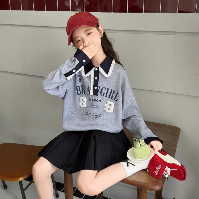 女童秋装卫衣新款女大童儿童洋气长袖T恤女孩春秋初中生上衣