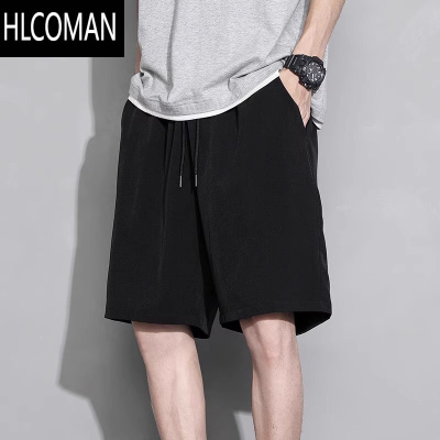 HLCOMAN夏季纯色篮球运动短裤男宽松ins百搭薄款速干冰丝裤子男士五分裤