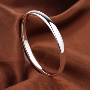 9999纯银手镯女光面闭口实心素圈银镯子时尚饰品年轻款手环送女朋友老婆情人节七夕生日礼物