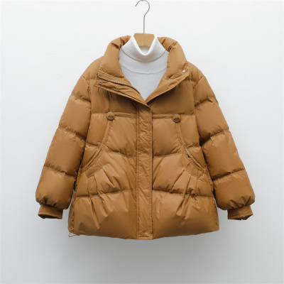 新90白鸭绒新国标女式简约纯色短款羽绒服女外套