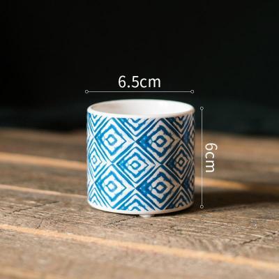 家柏饰(CORATED)蓝印花陶瓷花器 花盆花瓶 扎染蜡染装饰摆件笔筒杂物收纳 扎染瓷瓶—透视纹(小) 大