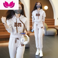 七斓休闲运动套装女2023装新款洋气减龄连帽卫衣卫裤运动服套