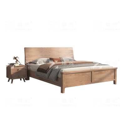 臻远 ZY4022716简约白蜡木实木床原木风单人床1.2米含两个床头柜