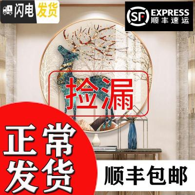三维工匠十字绣2019新款绣发财鹿北欧风格圆形麋鹿砖石画卧室钻石 圆形画心直径80cm/免费补钻/送工具包/多配30%钻
