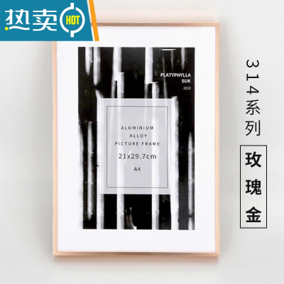 敬平金属相框A4挂墙摆台洗照片框架铝合金框7/8/10寸装裱画框定制简约 玫瑰金 30*40cm 挂墙