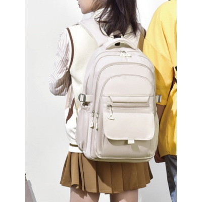 纯色双肩包15.6寸牛津布防泼水初高中大学生背包休闲旅行包