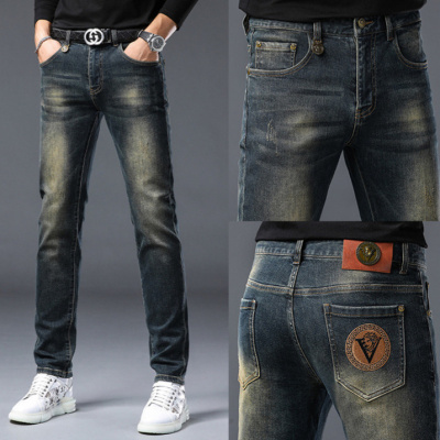 秋冬新款欧洲站水洗牛仔裤男小直筒高端男裤百搭修身裤子休闲