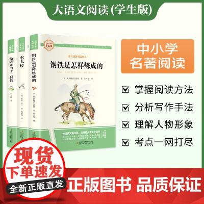 名人传+钢铁是怎样练成的+给青年的十二封信 彩图旁批旁注学生版 初中名著课外阅读书籍八年级下册图书