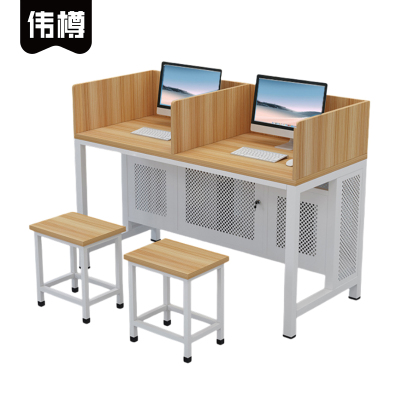 伟樽多媒体电脑桌带屏风一桌二凳120*60*75cm套