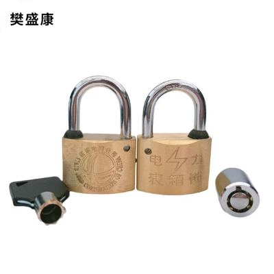 樊盛康 梅花铜锁通开表箱锁挂锁 35锁体30勾 梅花钥匙(带1把钥匙)