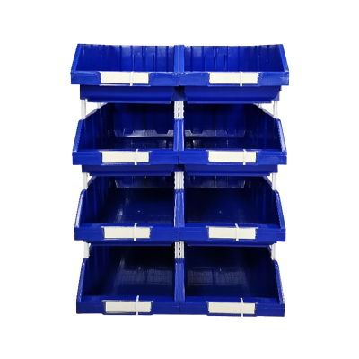 翌嘉 YJ4121779斜口组合式零件盒收纳分类货架型盒箱 蓝色 8只装 820*603*1070