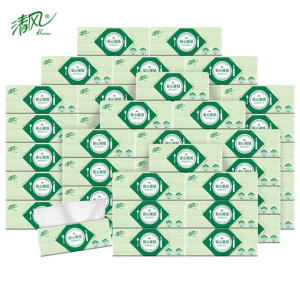 清风 清风抽纸安心餐巾纸面巾纸立体压花2层90抽家用原生木浆纸巾纸抽24包