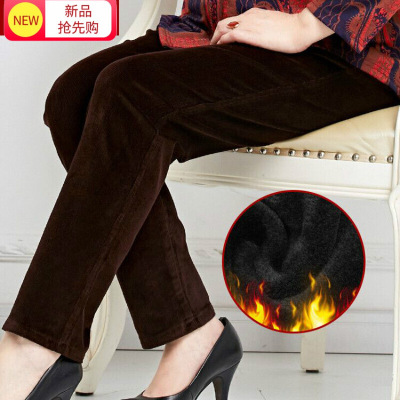 迪鲁奥(DILUAO)妈妈裤子春秋装长裤 中老年人女裤灯芯绒 高腰常规条绒奶奶裤棉质