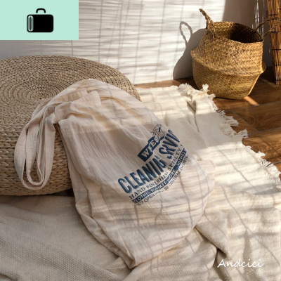 下午茶慵懒风复古帆布袋小众手提袋帆布包女单肩韩版大容量购物袋NEW LAKE女士单肩包