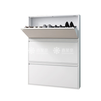 鑫星奈XXN4022018 钢制翻斗鞋柜简约现代收纳柜白色三斗