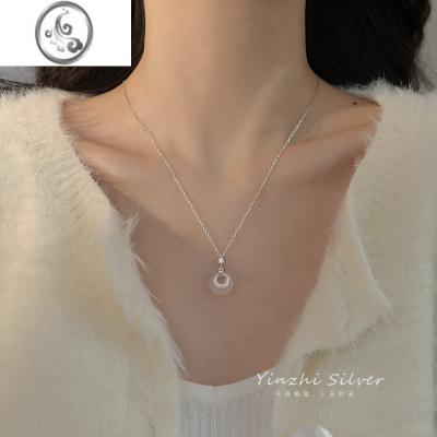 JiMiS925银饰平安扣项链女2023新款小众高级感轻奢锁骨链吊坠礼物
