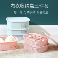 壹志内衣收纳盒三件套装衣柜内裤袜子分格收纳神器放文胸整理塑料箱多层带盖子三合一学生宿舍短裤存放盒