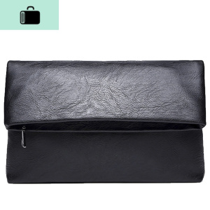 韩版潮男手拿包 男士折叠手抓包 潮流手拿包男休闲商务手包IPAD包NEW LAKE 黑色 黑色