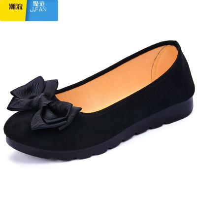 聚范老北京布鞋女单鞋豆豆鞋孕妇黑色工作鞋软底防滑妈妈鞋懒人一脚蹬
