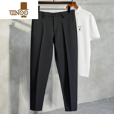 YANXU潮牌新款西装裤男韩版潮流免烫锥形九分修身小脚休闲长裤子