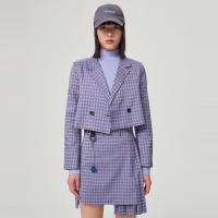 [1件5折价:139.5]美特斯邦威格子小西装外套女新款春季时尚短箱型质感女士西服