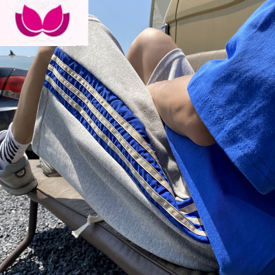 七斓条纹短裤男夏季美式篮球运动大裤衩潮牌痞帅宽松大码休闲五分裤子